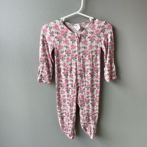 Kate Quinn Pink Floral Modal Baby Girls Zippy Footie with Foldover Cuffs